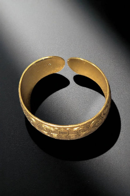 Bracelet manchette Dorée Gravée Style Ethnique/Vintage